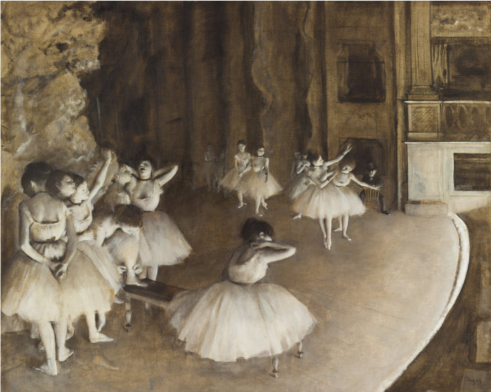 埃德加·德加（Edgar Degas）高清作品-芭蕾舞团于1874年在体育场上映