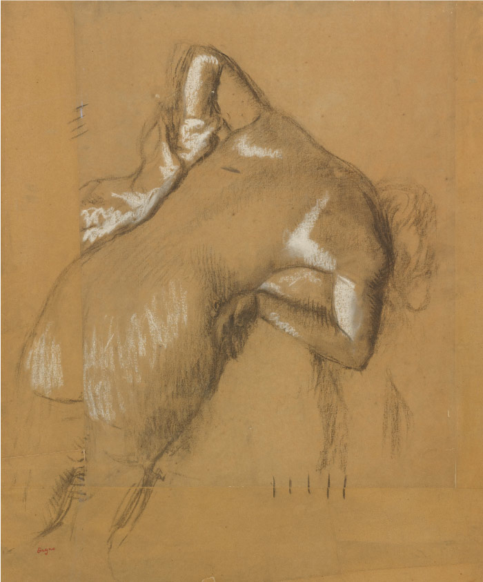埃德加·德加（Edgar Degas）高清作品-裸体女人站着，1895