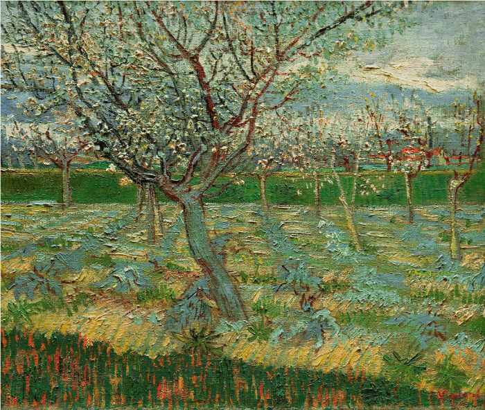 梵高（Vincent van Gogh）高清作品 –Apricot Trees in Blossom