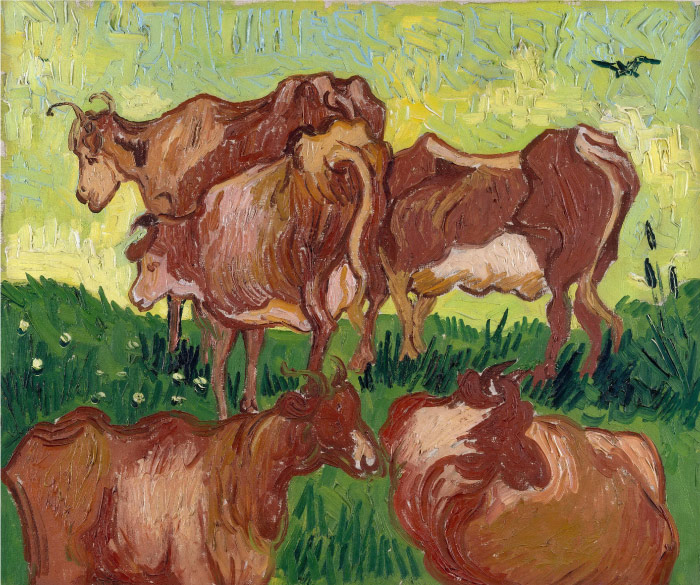 梵高（Vincent van Gogh）高清作品 –Cows (after Jorsaens)