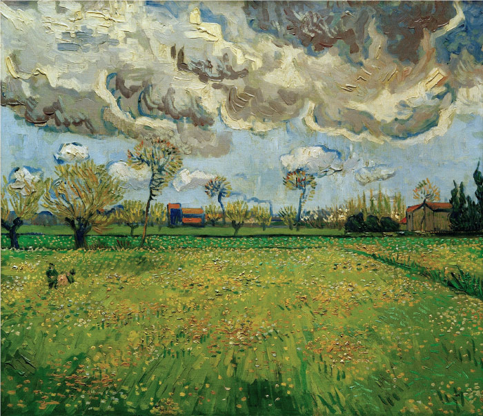 梵高(Vincent van Gogh)高清作品 – 暴风雨天空下的风景 Landscape Under a Stormy Sky