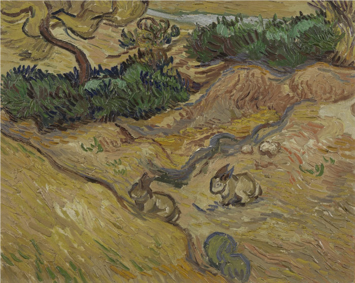 梵高(Vincent van Gogh)高清作品 –兔子的风景 Landscape with Rabbits