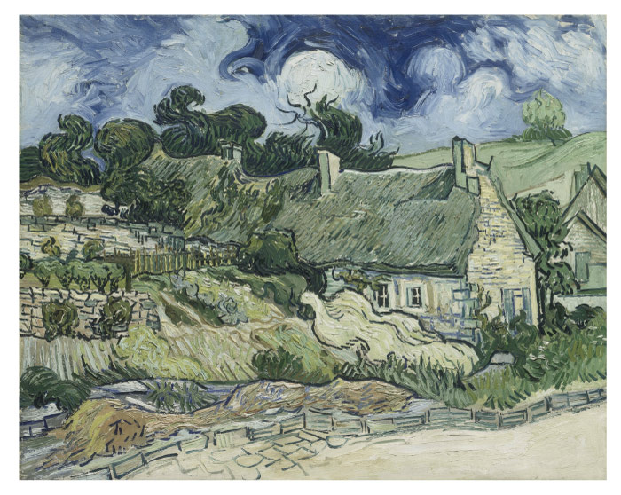 梵高（Vincent van Gogh）高清作品 –科德维尔草堂 Thatched Cottages at Cordeville 1890