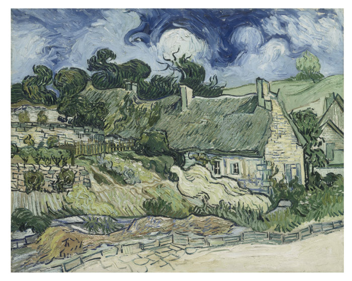 梵高(Vincent van Gogh)高清作品 –科德维尔草堂 Thatched Cottages at Cordeville 1890