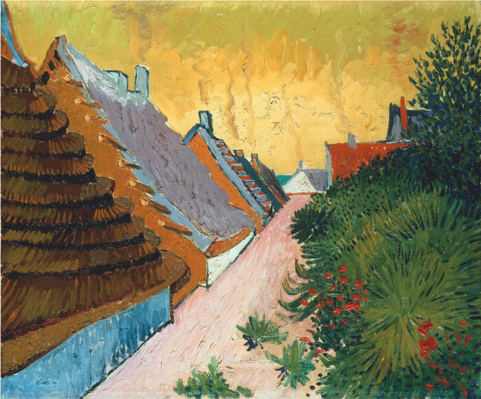 梵高(Vincent van Gogh)高清作品 –圣玛丽大街 Street in Saintes Maries
