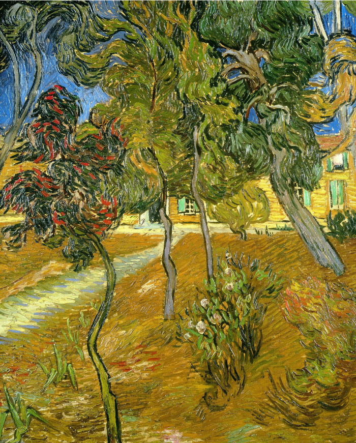 梵高（Vincent van Gogh）高清作品 –圣保罗医院花园里的树木 Trees in the Garden of Saint Paul Hospital