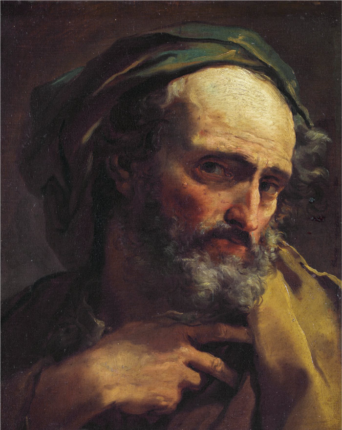 加埃塔诺·甘多菲(Gaetano Gandolfi)高清作品-胡子人研究 Study of a Bearded Man