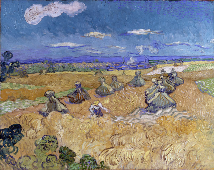梵高(Vincent van Gogh)高清作品 –麦田与收割者 Wheat Fields with Reaper, Auvers 1890