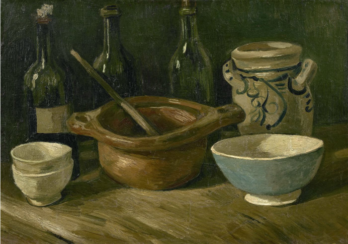梵高（Vincent van Gogh）高清作品 –陶器和瓶子静物 Still Life with Earthenware and Bottles
