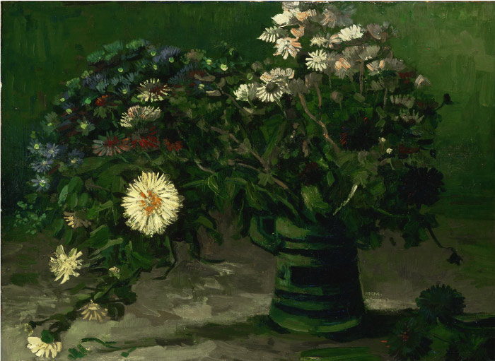 梵高（Vincent van Gogh）高清作品 –雏菊花瓶 Vase with Daisies
