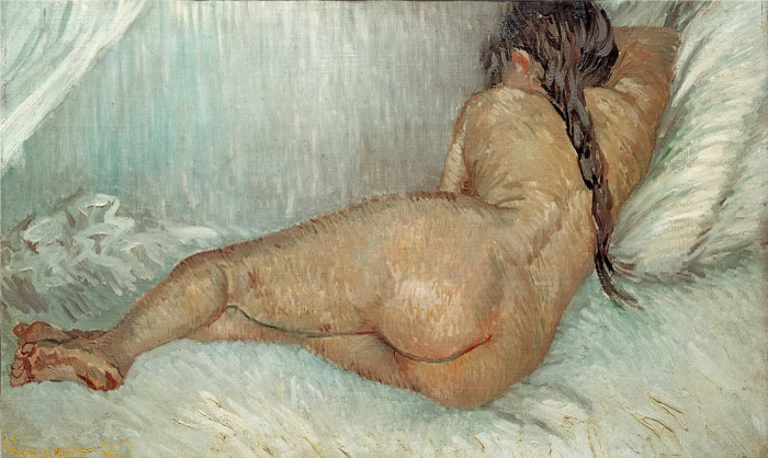 梵高（Vincent van Gogh）高清人物-裸体女人躺着，从背后看Nude Woman Reclining, Seen from the Back