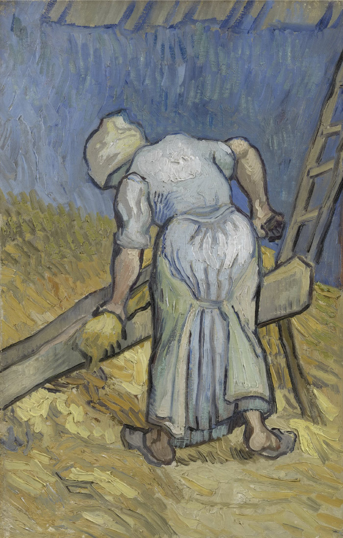 梵高（Vincent van Gogh）高清人物-收割稻草的农妇 Peasant Woman Cutting Straw (after Millet)