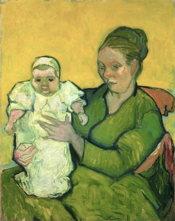 梵高（Vincent van Gogh）高清人物-奥古斯丁·鲁林夫人和婴儿马塞尔肖像 Portrait of Madame Augustine Roulin and Baby Marcelle