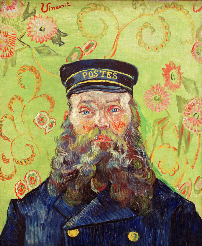 梵高（Vincent van Gogh）高清人物-邮差约瑟夫·鲁林肖像5 Portrait of the Postman Joseph Roulin5