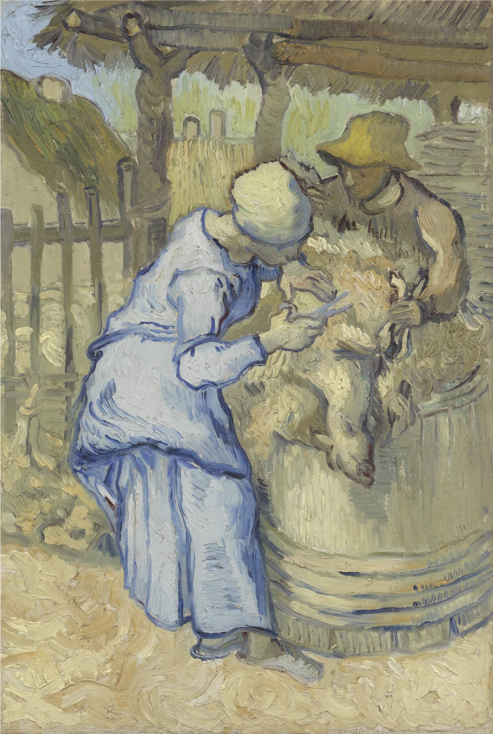 梵高（Vincent van Gogh）高清人物-剪羊人 The Sheep Shearers (after Millet)