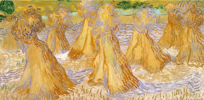 梵高（Vincent van Gogh）高清作品-麦田 Field with Stacks of Wheat