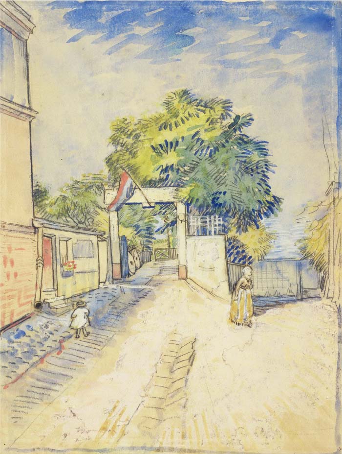 梵高（Vincent van Gogh）高清作品-Entrance to the Moulin de la Galette