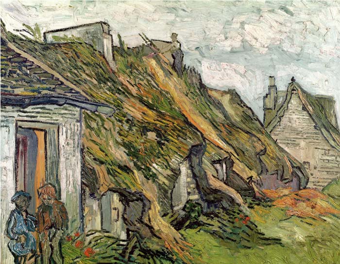 梵高（Vincent van Gogh）高清作品-查蓬瓦尔老农舍 Old Cottages, Chaponval