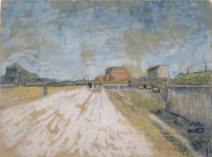 梵高（Vincent van Gogh）高清作品-巴黎坡道旁的公路 Road Running Beside the Paris Ramparts