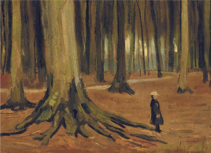 梵高（Vincent van Gogh）高清作品-森林里的女孩 Girl in the Woods