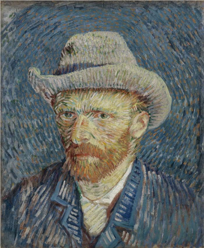 梵高（Vincent van Gogh）高清作品-灰色毡帽自画像 Self Portrait with Grey Felt Hat