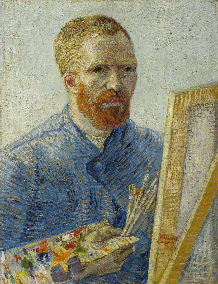 梵高（Vincent van Gogh）高清作品-架前自画像 Self Portrait in Front of the Easel
