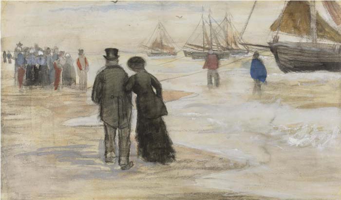 梵高（Vincent van Gogh）高清作品-舍维宁根海滩 THE BEACH AT SCHEVENINGEN