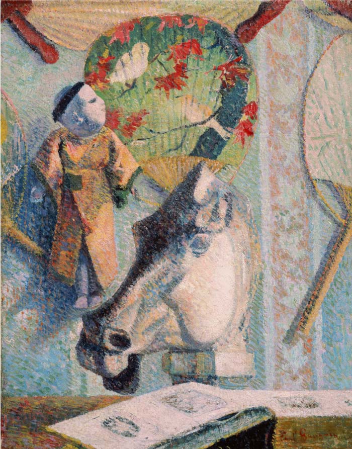 保罗·高更（Paul Gauguin）高清作品-有马头的静物