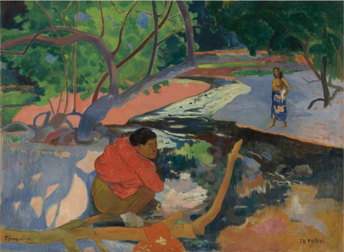 保罗·高更（Paul Gauguin）高清作品-水沟边的两人