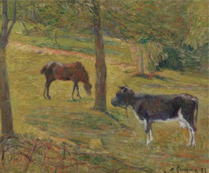 保罗·高更（Paul Gauguin）高清作品-两头牛
