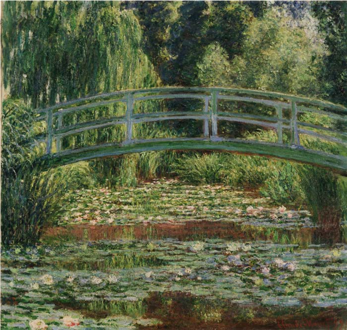 克洛德·莫奈（Claude Monet）高清作品-日本人行天桥与睡莲池 