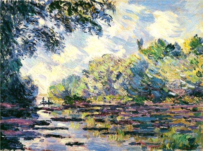 克洛德·莫奈(Claude Monet)高清作品- 吉维尼附近的塞纳河河段 Section of the Seine, near Giverny (1885)