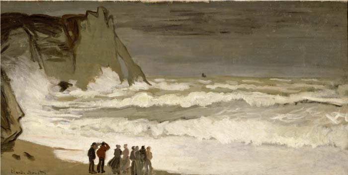 克洛德·莫奈(Claude Monet)高清作品-汹涌的大海 Rough Sea at Etretat (1868-1869)