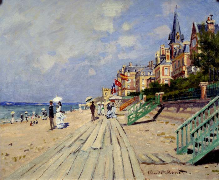 克洛德·莫奈（Claude Monet）高清作品- The Beach at Trouville (1870)