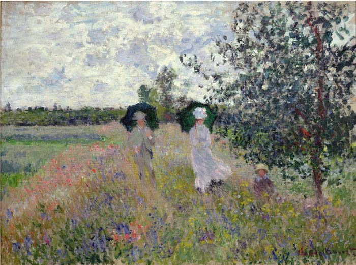 克洛德·莫奈(Claude Monet)高清作品-阿根特伊附近的海滨大道 The Promenade near Argenteuil, 1873