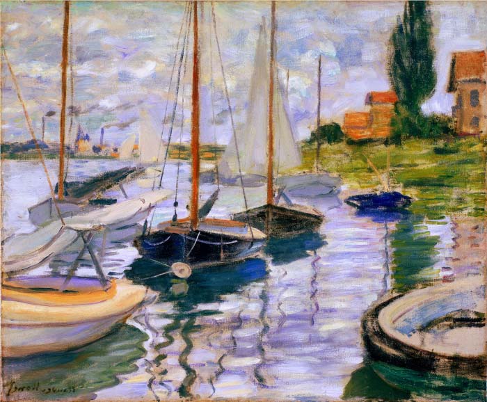 克洛德·莫奈（Claude Monet）高清作品- 塞纳河边的帆船