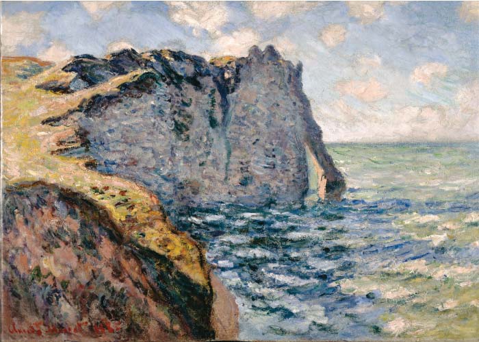 克洛德·莫奈(Claude Monet)高清作品-阿瓦尔悬崖 The Cliff of Aval, Etrétat 1885