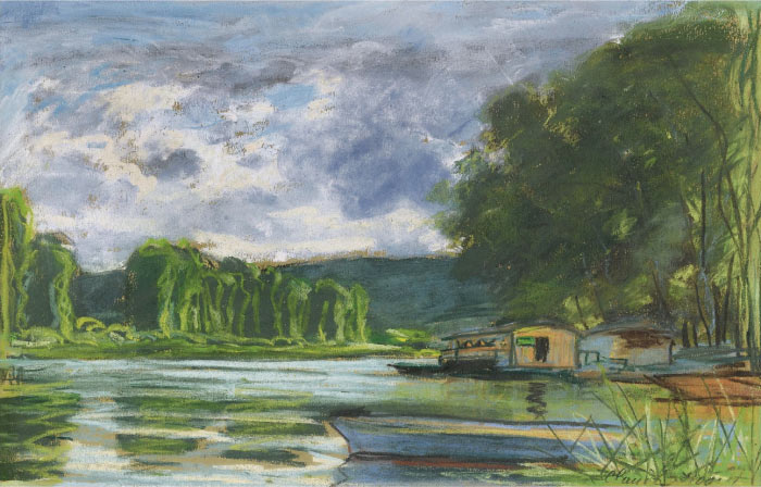 克洛德·莫奈(Claude Monet)高清作品- 塞纳河畔 The Banks of the Seine near Jeufosse (Eure), 1880