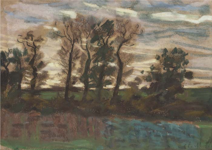 克洛德·莫奈（Claude Monet）高清作品-秋天的树与草地