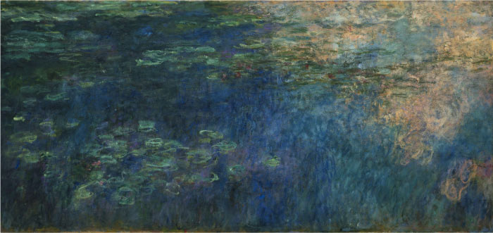 克洛德·莫奈（Claude Monet）高清作品- 《云在睡莲池上的倒影》, 1914年