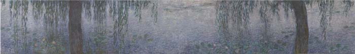 克洛德·莫奈（Claude Monet）高清作品-杨柳睡莲 The Water Lilies   Clear Morning with Willows (1914 - 1926)