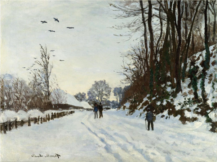 克洛德·莫奈（Claude Monet）高清作品- 1867年冬天的圣西门农场之路
