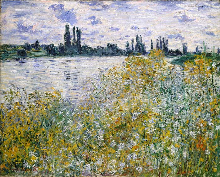 克洛德·莫奈（Claude Monet）高清作品- Isle of Flowers on Siene near Vetheuil (1880)