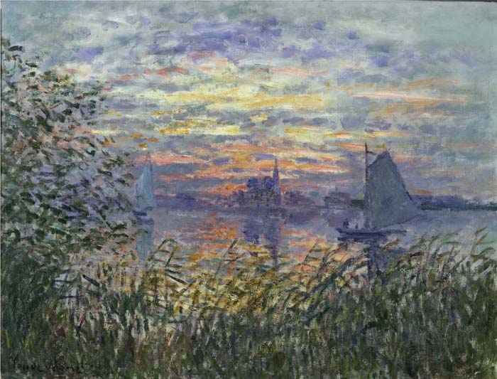 克洛德·莫奈（Claude Monet）高清作品 -日落海景 Marine View with a Sunset