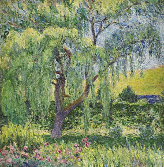克洛德·莫奈（Claude Monet）高清作品-柳树和玫瑰