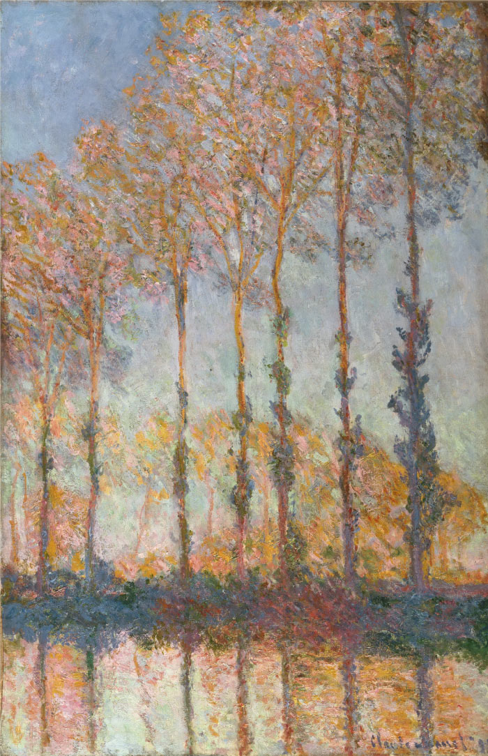 克洛德·莫奈(Claude Monet)高清作品-河畔的白杨 Poplars on the Bank of the Epte River