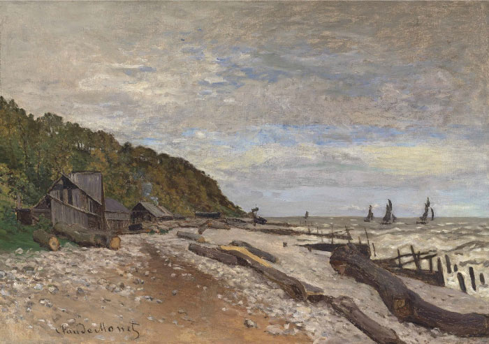 克洛德·莫奈（Claude Monet）高清作品-海边的木头和房屋