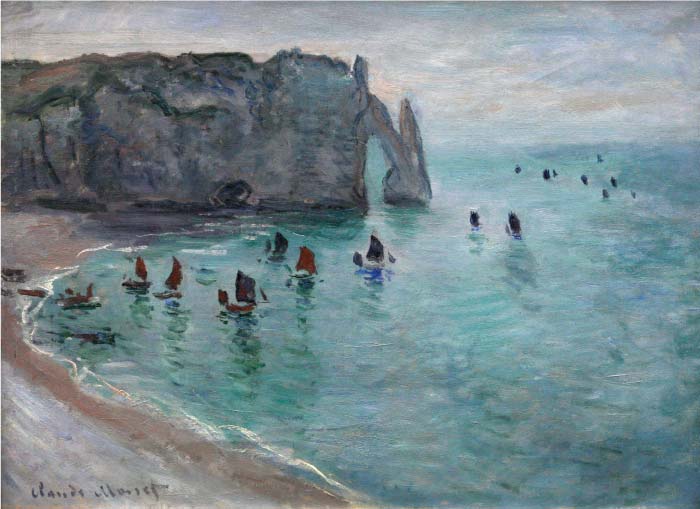 克洛德·莫奈（Claude Monet）高清作品-渔船离开港口（1885）