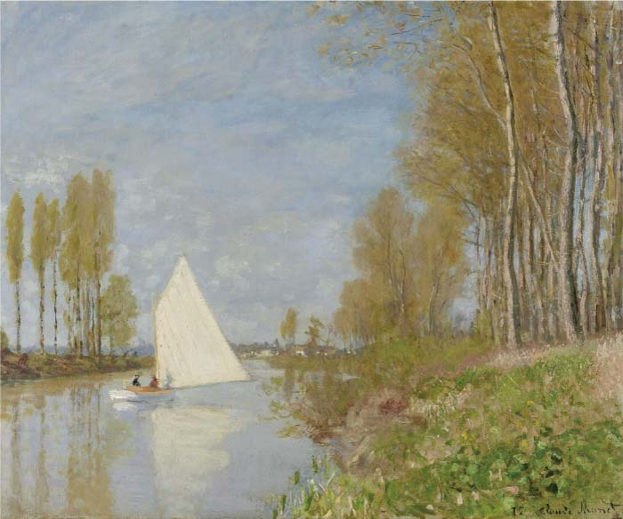 克洛德·莫奈（Claude Monet）高清作品-阿尔根特伊塞纳河上的小船, 1872