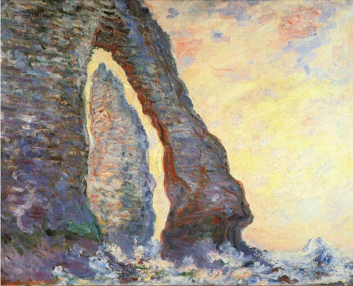 克洛德·莫奈（Claude Monet）高清作品-从阿瓦尔门看到的岩石针 (1885 1886)